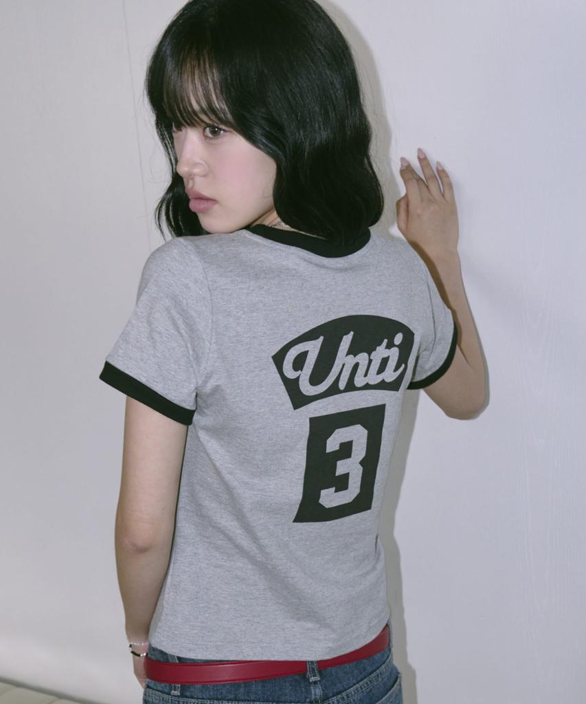 Eontaiteulseoul Untitled Arch Symbol Ringer Crop Short Sleeve Gray