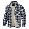 Long-sleeved Lapel Plaid Thick Shirt Jacket Men Casual Warm Plaid Outerwear Shirt Jacket for Autumn Winter Daily Wear
