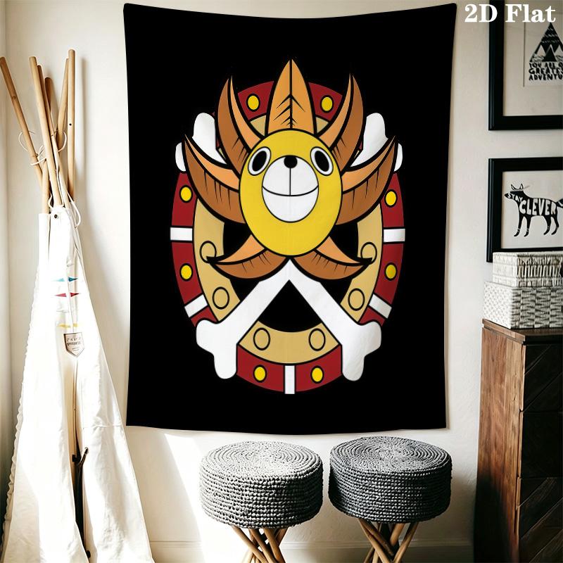 Tenture murale logo Jolly Roger One Piece Accroche murale esthétique Couverture en tissu imprimé Tentures décoratives pour chambre à coucher salon Décoration de maison