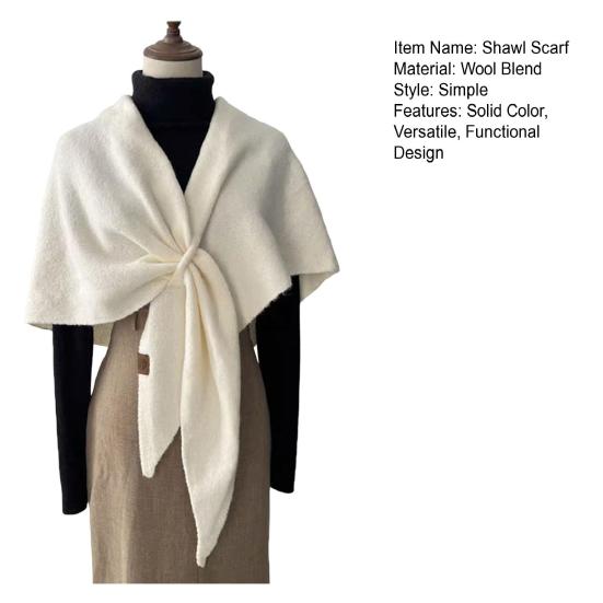 Women Knitted Shawl Scarf Solid Color Soft Warm Cardigan Cape Soft Texture Winter Shawl Casual Wear