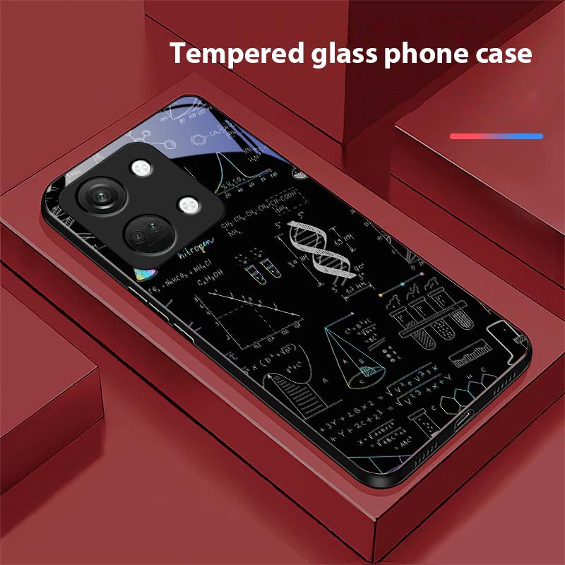 Teaching Elements For OnePlus Nord 3 5 6T 7 Pro 8 12 10T Reno8 Lite 5G 10R Nord N30 Hard Shell Tempered Glass Phone Case Black
