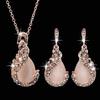 3Pcs/Set Women Elegant Jewelry Set, Waterdrop Rhinestone Pendant Necklace & Hook Earrings