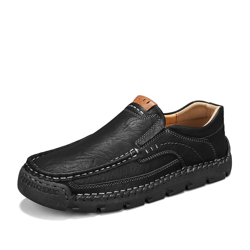 Men Cowhide Flat Shoes Anti Slip Outdoor Walking Shoes Sports Shoes Leather Loafers Soft Leather Men Casual Shoes High-quality