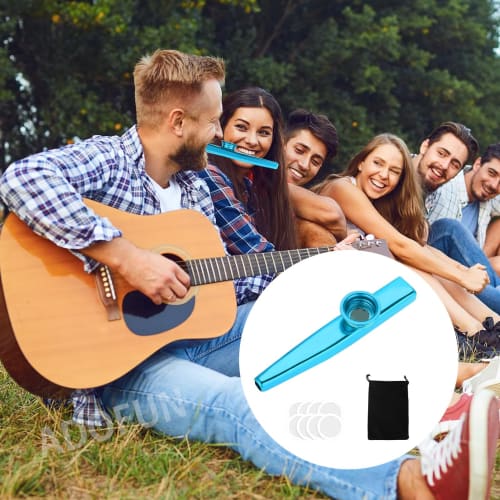 ADOFUN Kazoo, Metal Musical Instrument for Music Lovers, Musical Toy for Classrooms, Banquets, Parties, Meditation, Beginners, 8 Diaphragms, Storage B