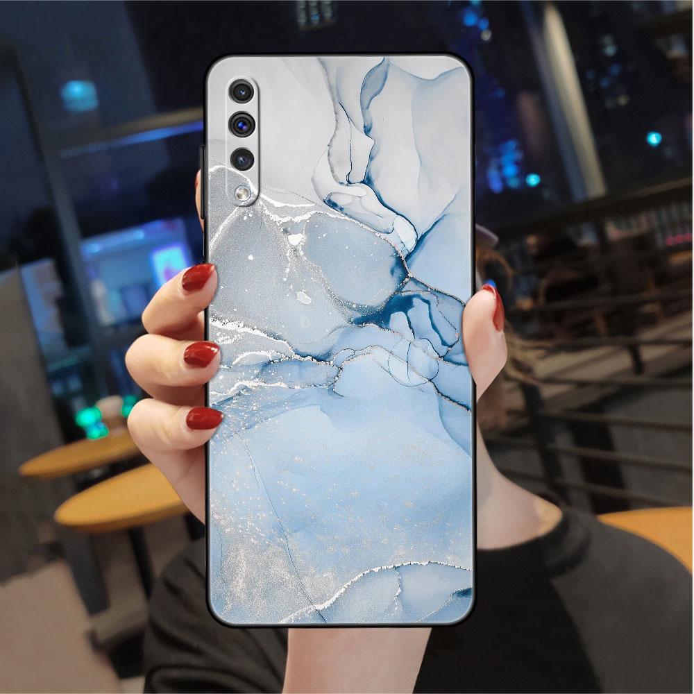 Case For Samsung Galaxy A50 A20e A70 A10 A40 A20s A10s M30s M51 M31s Black Soft Phone Cover Marble Pattern