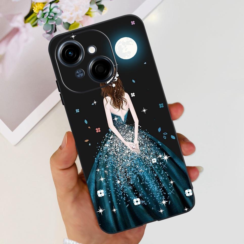 Flower Butterfly Women Fashion Back Cover For Tecno Spark GO 1 Spark GO 2025 Phone Funda Black Matte Soft TPU Silicone