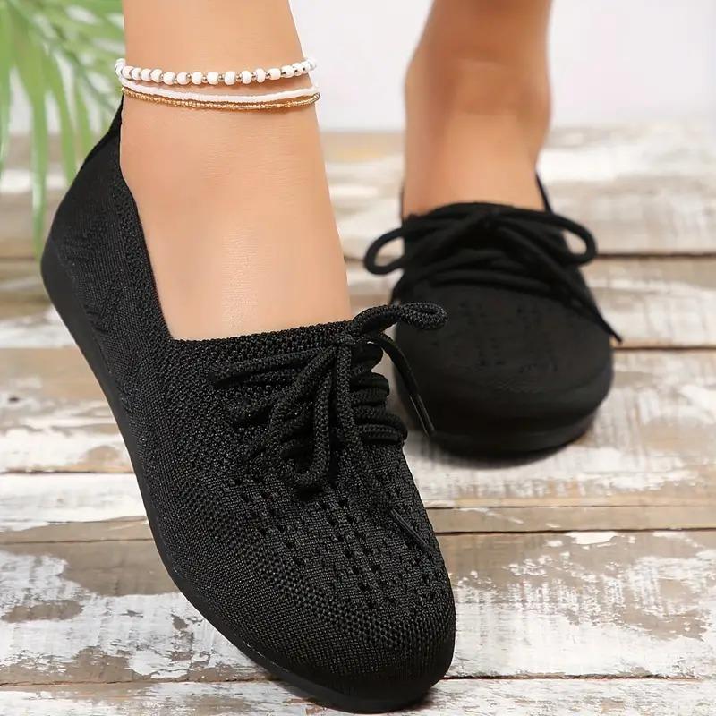Fashion Autumn New Casual Flat Shoes Women's Fashion Round Head Mid-mouth Mesh Cloth Breathable Front Lacing Soft Sole Non-slip Shoes
