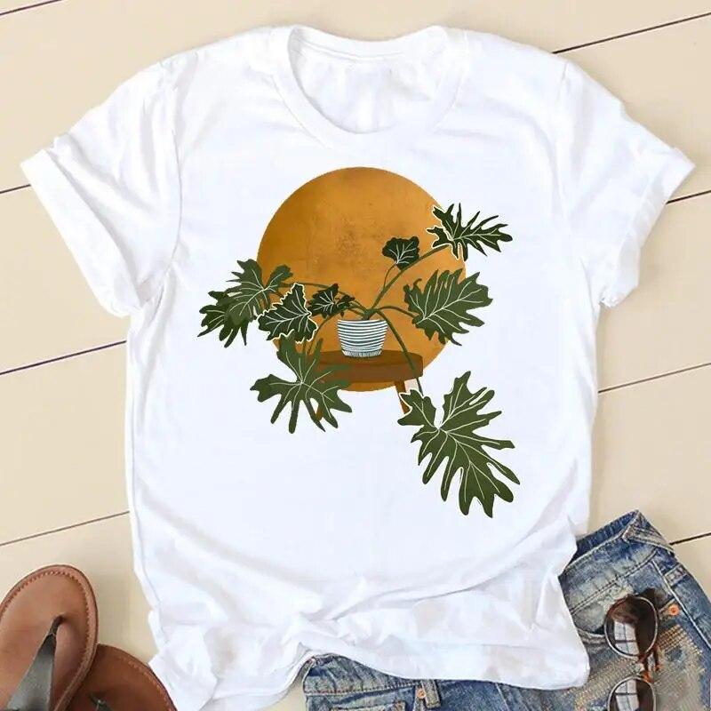 Γυναικεία T-shirts Κυρίες Φυτό Ωραία Εκτύπωση Μόδα Κοντομάνικα Ρούχα Κινουμένων Σχεδίων Λαιμόκοψη O Άνοιξη Καλοκαίρι Γυναικείο T-shirt Γραφικό T-shirt