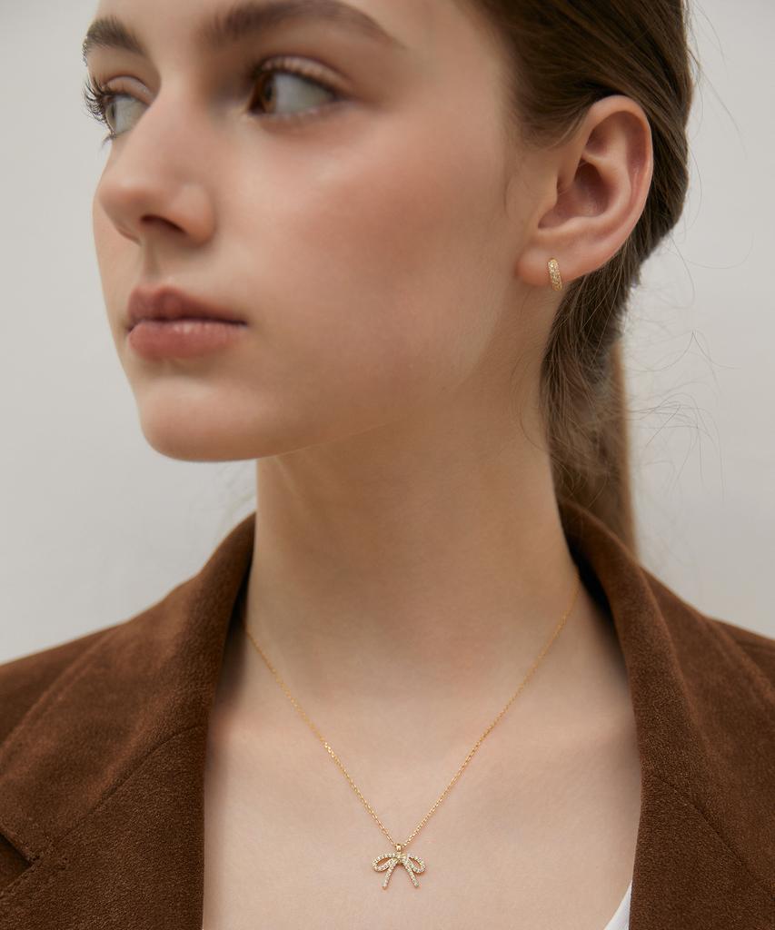 Tatiana (Silver 925) Dainty Cubic Ribbon Necklace Nz2456
