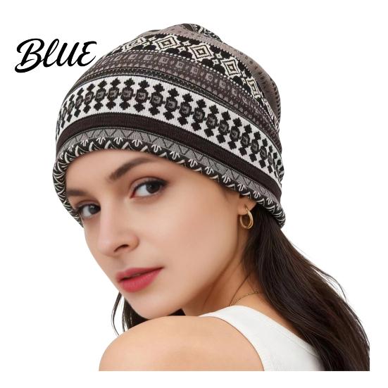 Versatile Lazy Style Hair Tie Women's Geometry Print Slouchy Hat Casual Soft Stretch Skull Colorful Geometric Pattern Hat Cap Warm Cancer
