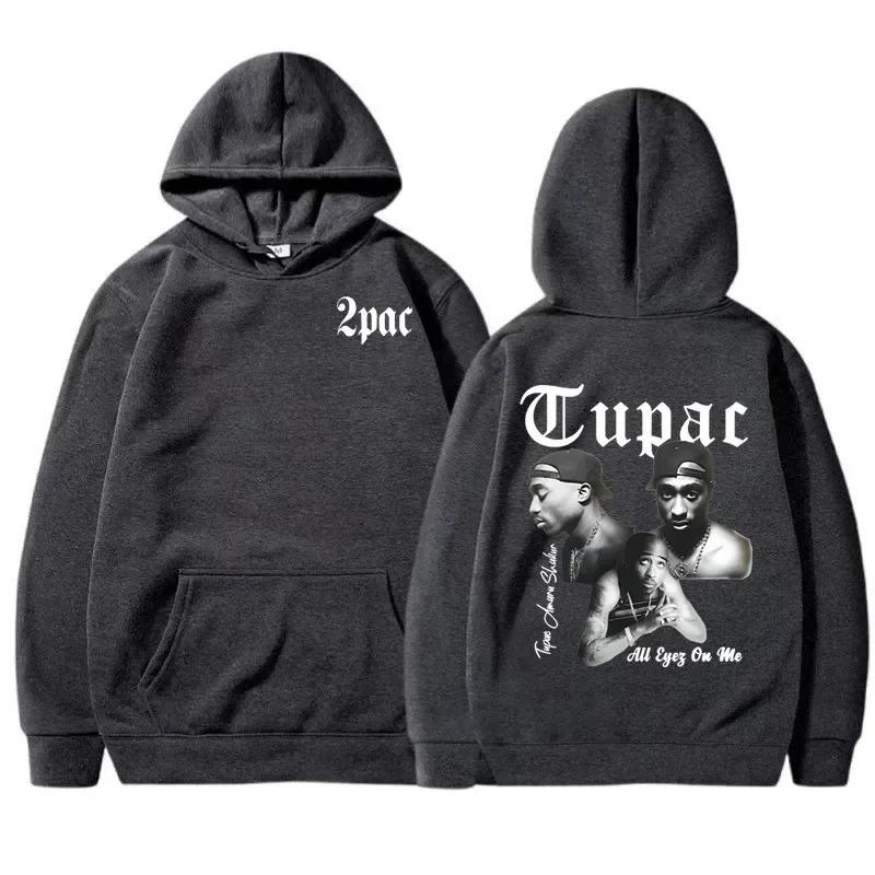Худі з принтом репера Тупака 2pac для чоловіків і жінок Спортивний одяг Універсальне худі Модне з принтом літер Хіп-хоп Спортивний одяг Повсякденне