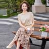 Elegant Summer Suit: Skirt & Short-Sleeved Top Two-Piece Set for Middle-Aged and Elderly Women