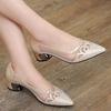New Summer Mesh Sandals One-step Thick Heel Genuine Leather Women's Leather Shoes Shallow Mouth Fashion Casual Sandals