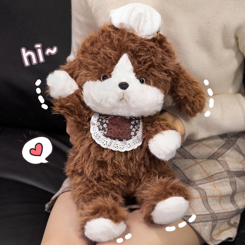 Xiaohongshu Curly Puppy Plush Toy - Cute Long-Haired Dog Doll for Kids, Perfect for Hugging and Sleep.
