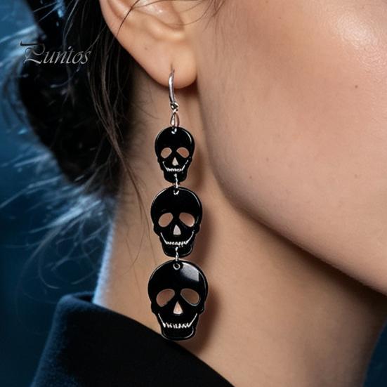 Stylish Acrylic Accessories for Costumes 1 Pair Halloween Earrings Women, Gothic Dangle Earrings, Lightweight Bat Pumpkin Skeleton Jewelry Spooky Drop