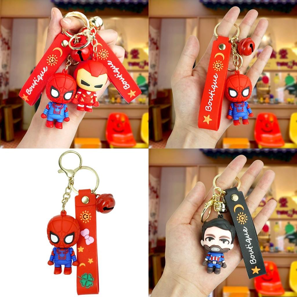 Adorable Marvel Cartoon Spiderman Couple Keychain Rubber Key Accessories