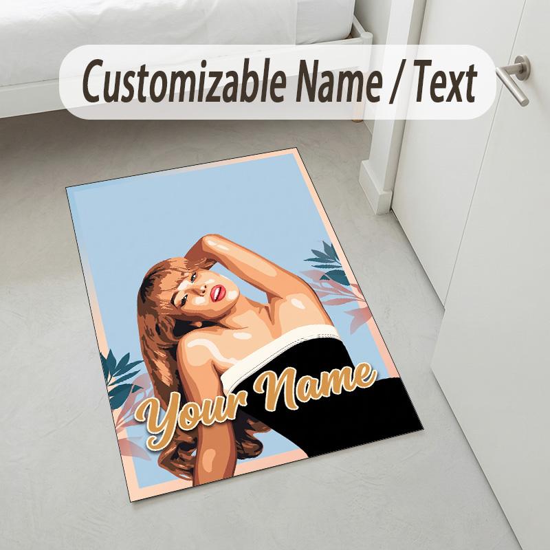 Gepersonaliseerd Kristal Fluweel Tapijt, Sabrina Carpenter Custom Geprinte Naam, Pluche Vloerkleed Voor Huis Binnen Decoratie