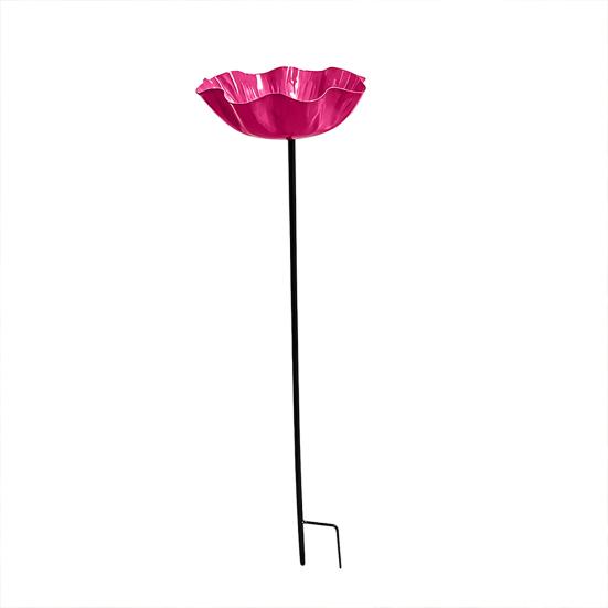 Handmade Metal Bird Feeder Garden Stake with Pollinator Water Station Bird Bath for Water