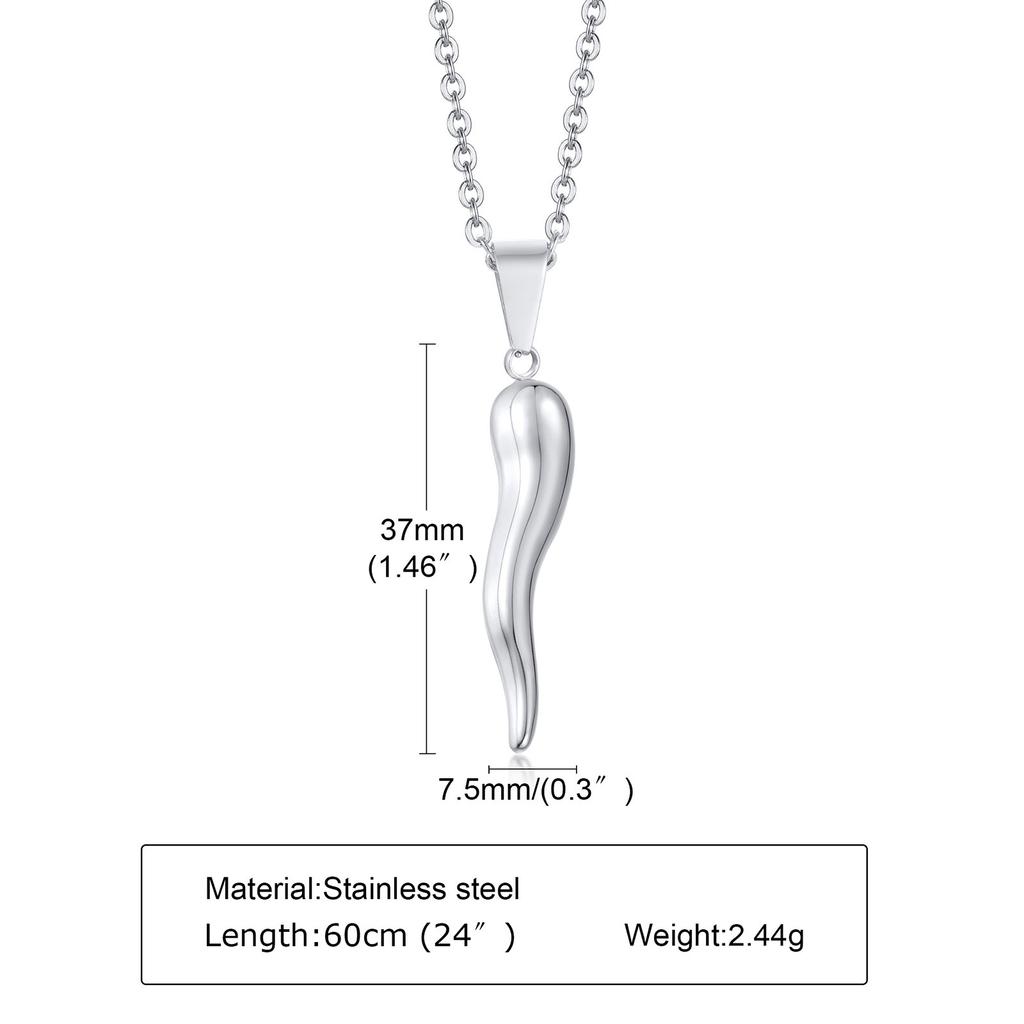 Stainless Steel Italian Horn Pendant Necklaces for Men Jewelry,Fashion Chic Chains Necklace