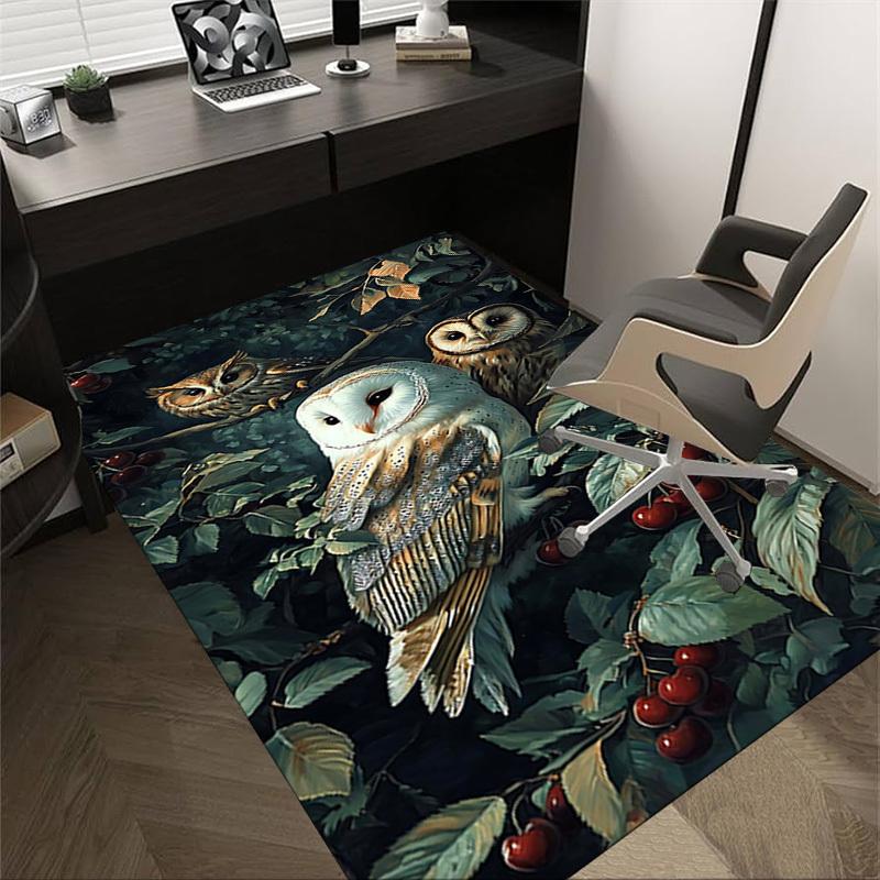1PC Owl Cherry Extra Large Non Slip Floor Carpet, Office, Family, Bedroom Large Area Rug Indoor Rugs, Vibrant Colors