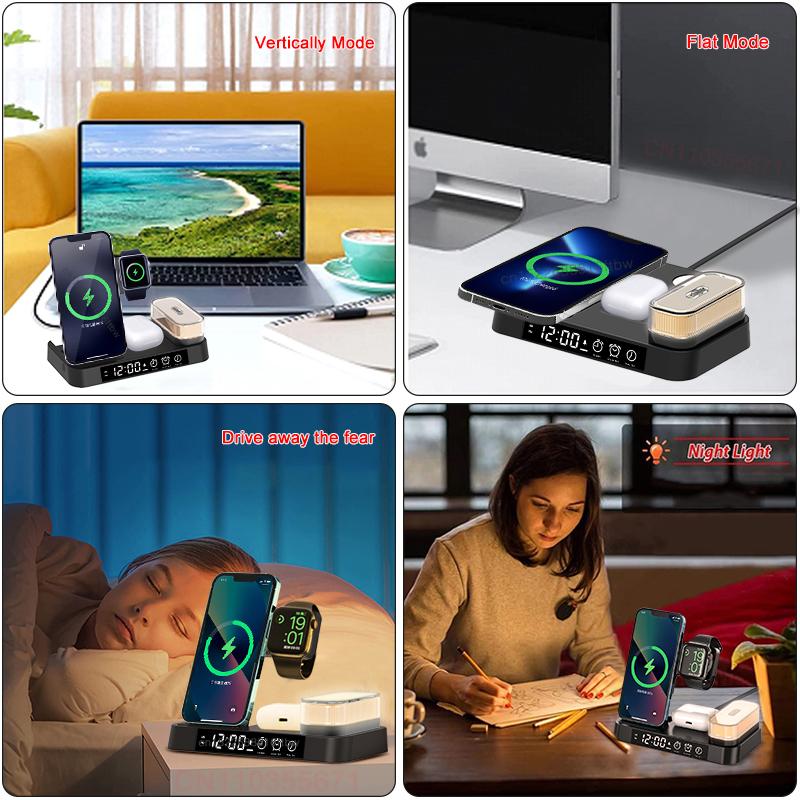 Belaidžiai įkrovikliai, skirti iPhone 15W 3 viename belaidžio įkroviklio stovas su lempute, skirtas Apple Watch greito įkrovimo stotelei, skirtas iPhone 14 13 12 Pro Max
