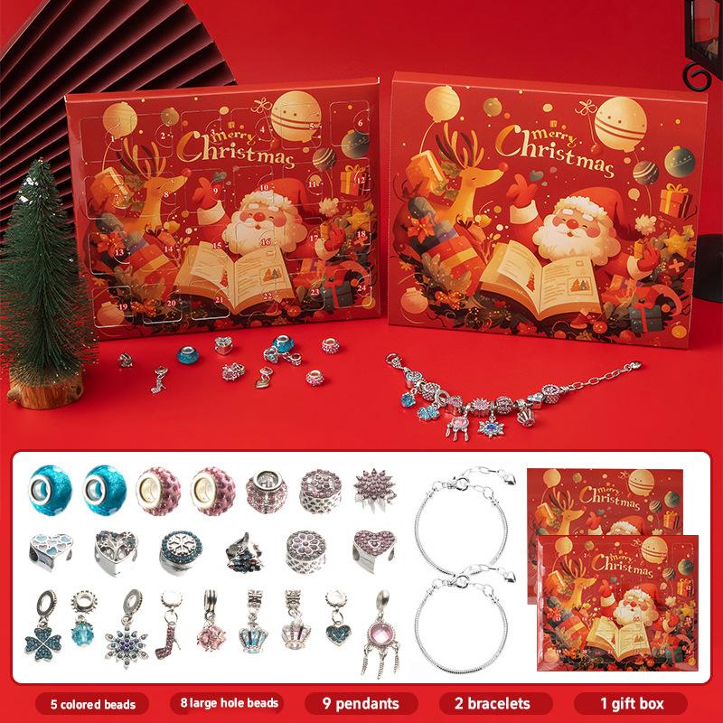 Weihnachts Kristall Armband Adventskalender Geschenk Verlorener Schmetterling Gold Silber 24 Tage Countdown 2025 Kinder Überraschungsbox Stimmungs-Requisiten
