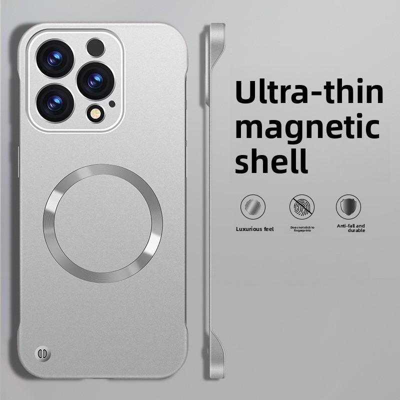 Frameless Magnetic Phone Case For iPhone 17 Air 16 15 14 13 12 Pro Max Plus For Magsafe Solid Color Hard PC Back Cover