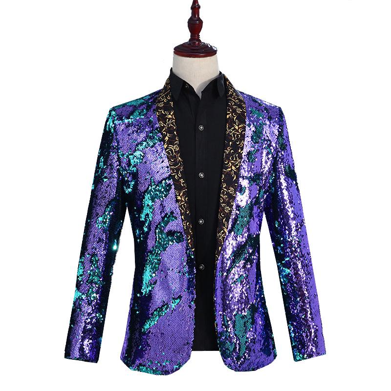 Halloween Men Coat Exquisite Embroidery Slim Irregular Bottom Vintage Jacket for Performance
