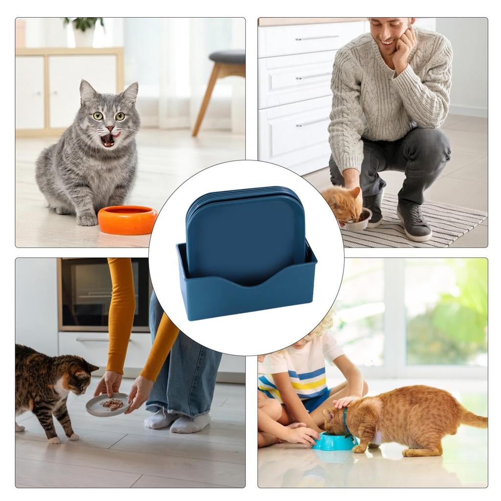 4 Colors Square Feeding Bowl Cat Food Bowl Fatigue-free Bowls For Wet And Dry Food For Kittens And Short-legged Cats