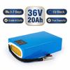 German Stock 36V 20Ah Blue Rectangular Lithium Battery with 2600mAh 10s8p China Cells, 20A BMS & 3A Big Warhead Plug