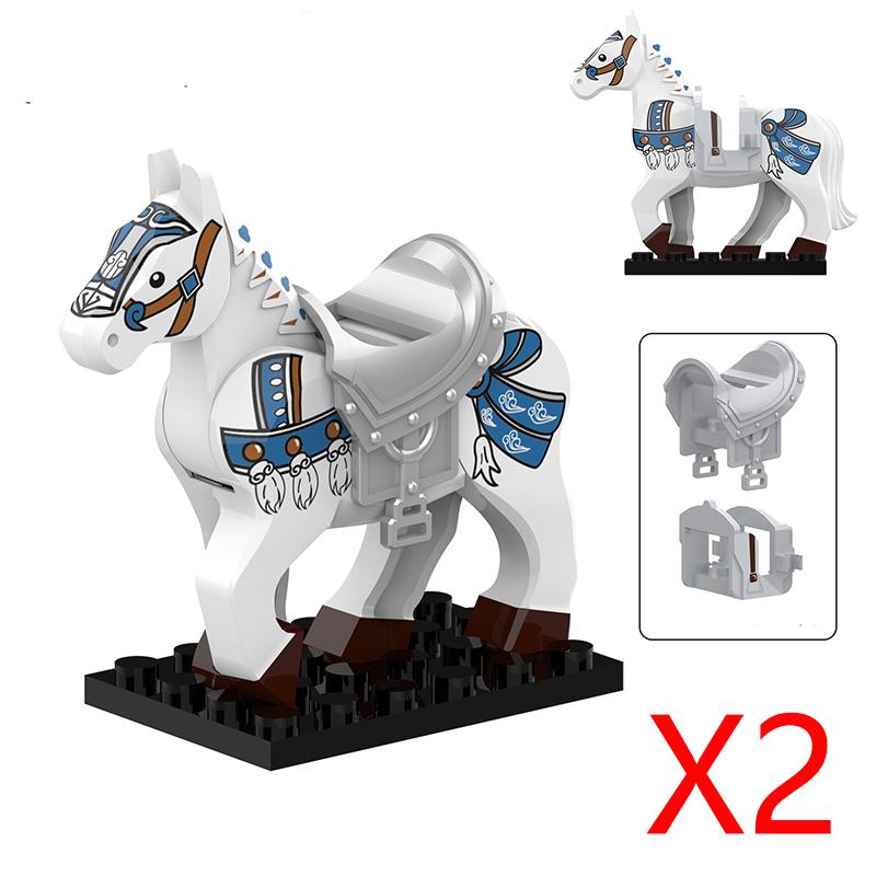 Military Building Blocks Medieval Solider Knights Equipments Mount War-Horse Wolf Flag Vests Shields Fiery Dragon Mini Blocks