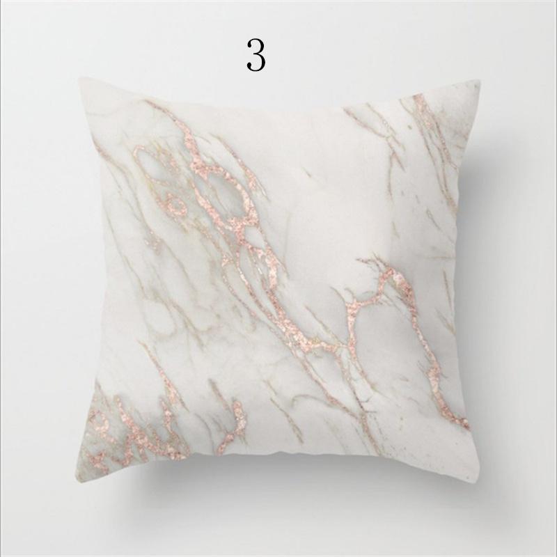 Elegant Marble Pattern Square Cushion Cover Made From Soft Peach Skin Fabric 18 Inches