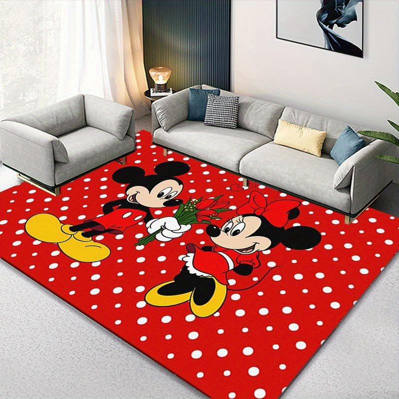 1ks Koberec s motivem Disney Mickey Mouse a Minnie, Kusový koberec, Protiskluzový koberec, Ručně pratelná podložka, Vhodný do obývacího pokoje, ložnice, Domácí dekorace