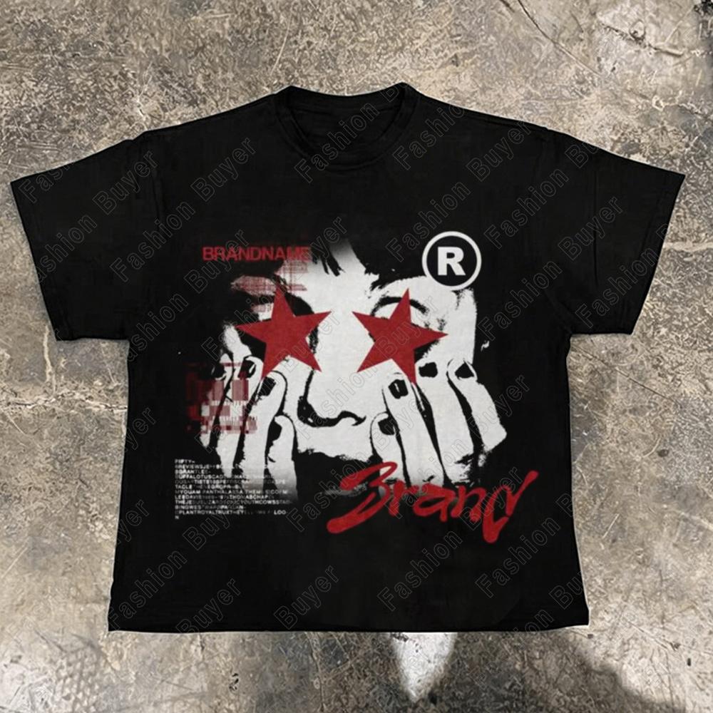 Unisexs American Harajuku Retro HipHop HighStreet ShortSleeve TShirt Edgy Unisex Retro Street Y2k Casual Fashion Tops Cloths