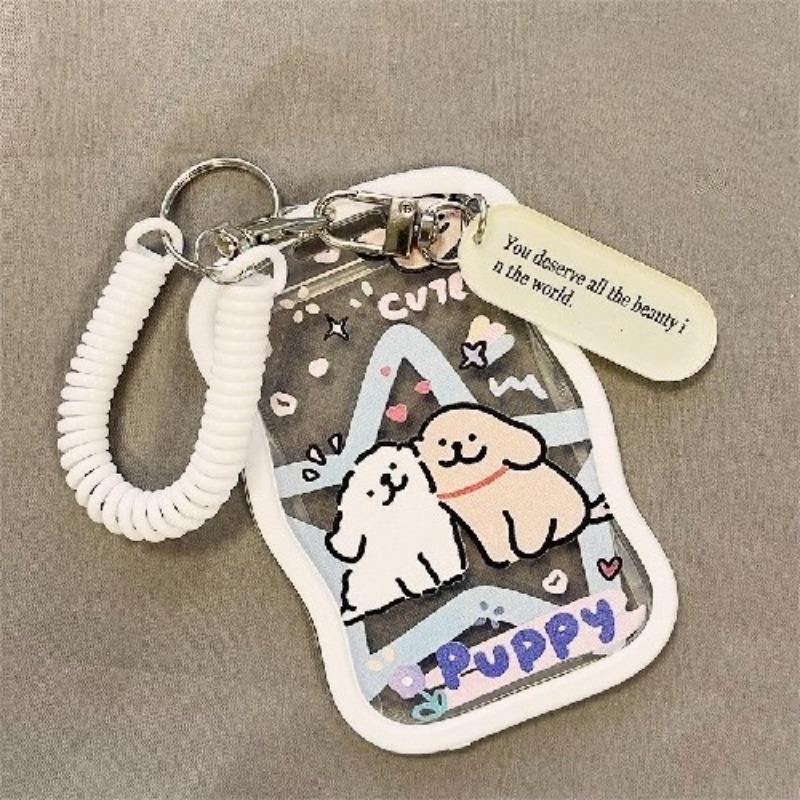 Kawaii Kat Transparant Acryl Luxe Fotokaarthouder Kpop Idol Kaartbeschermer Creatieve Tas Hanger Campus ID Opbergtassen