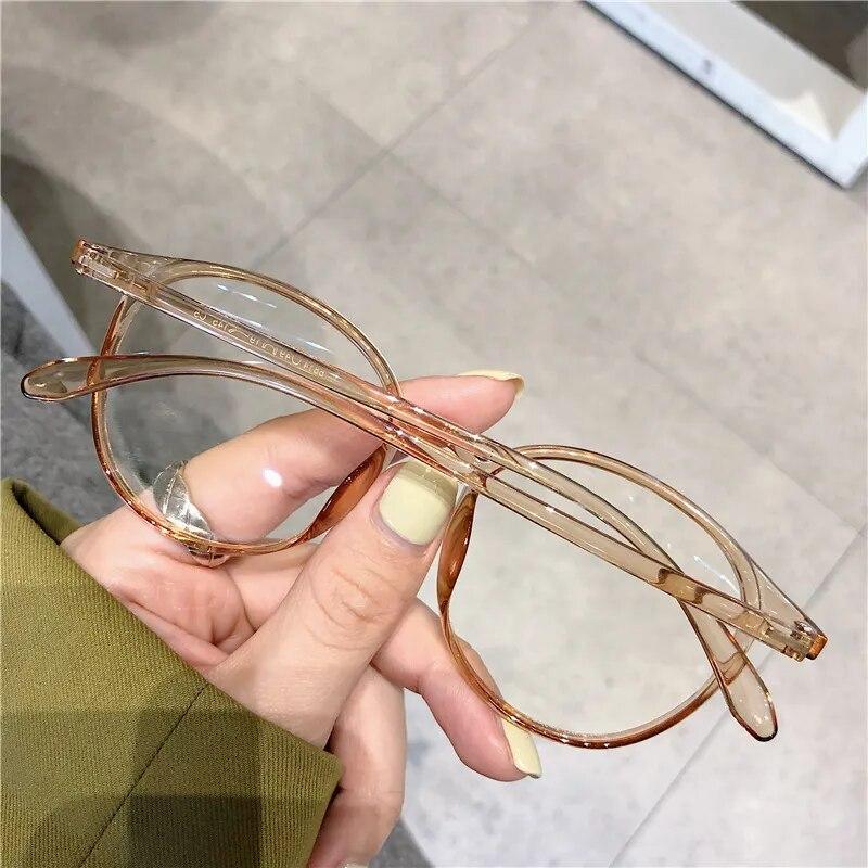 Women's Transparent Computer Glasses Frame Unisex Anti Blue Light Round Eyeglasses Fashionable Optical Glasses Lenses for Ladies