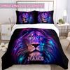 3Pcs Custom Name Lion Bedding Set 3D Printed Single Queen Size Duvet Cover Set For Kids Adult Bedroom Home Decor Machine-Wash