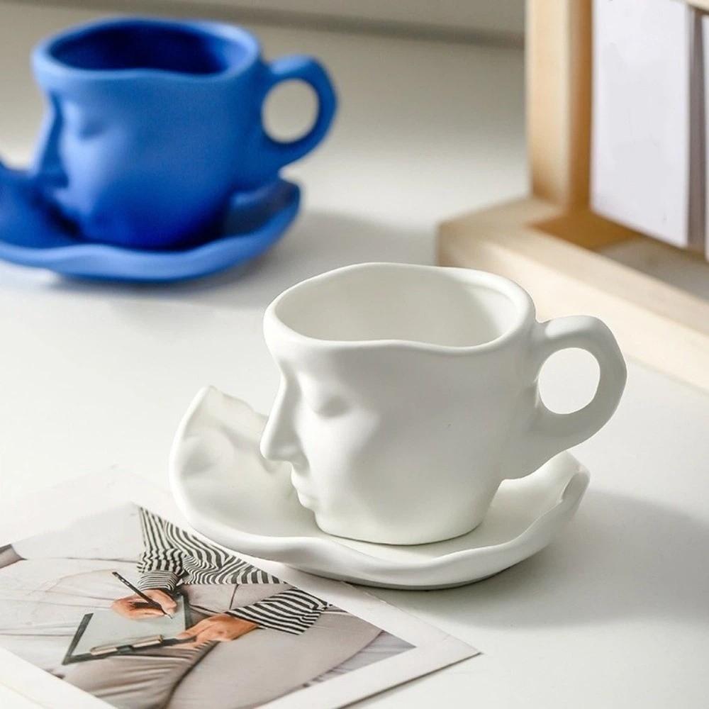 Europeisk Stil Konstnärlig Keramisk Mugg Ansiktsform Kaffekopp Unik TeKopp För Hemmabruk