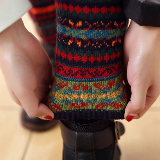 Loose Socks Knitting Warm Acrylic Fiber Stretch Bohemia Style Socks for Daily Life