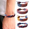 Patriotic Woven Bracelet Handcrafted Red White Blue Braided Bracelet Boho Rope Bracelet for 4th of July Jewelry