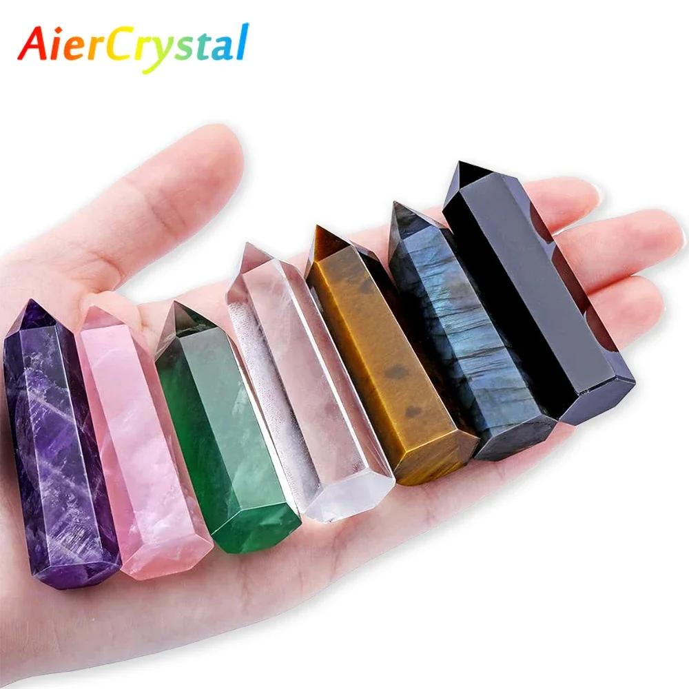 7Pcs Set Natural Stone And Crystals Point Wand Reiki Healing Stone Rose Quartz Amethyst Home Decor Mineral Stones Crafts Crystal