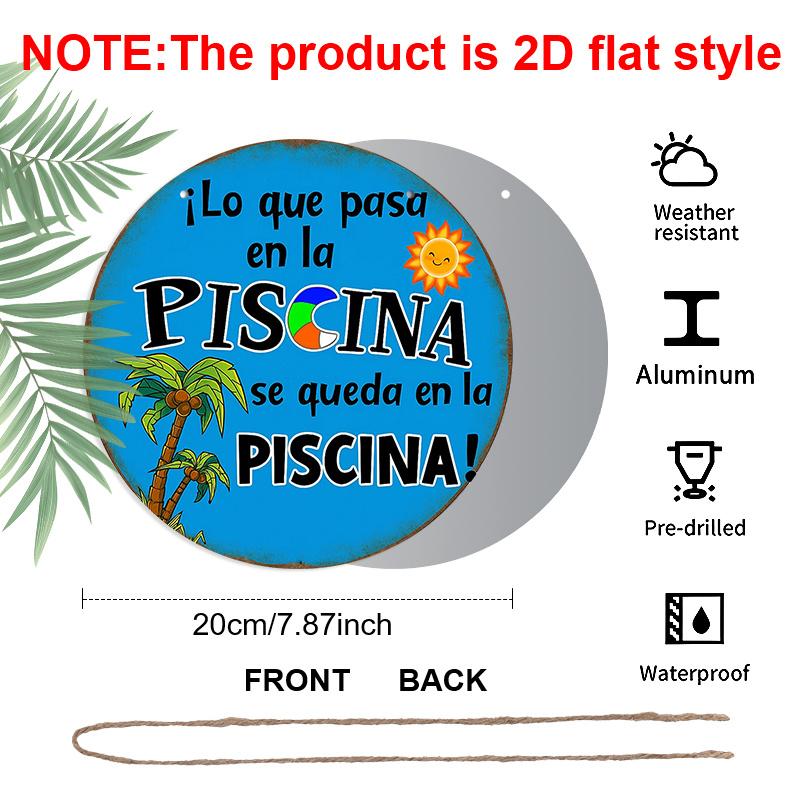 2D Flach, 1 Stück Spanisches Poolparty-Dekorationsschild, Lustiger Spruch "Das Geheimnis der Ruhe", Tropisches Palmenbaum-Design, für Poolseite, Badezimmer, Garten