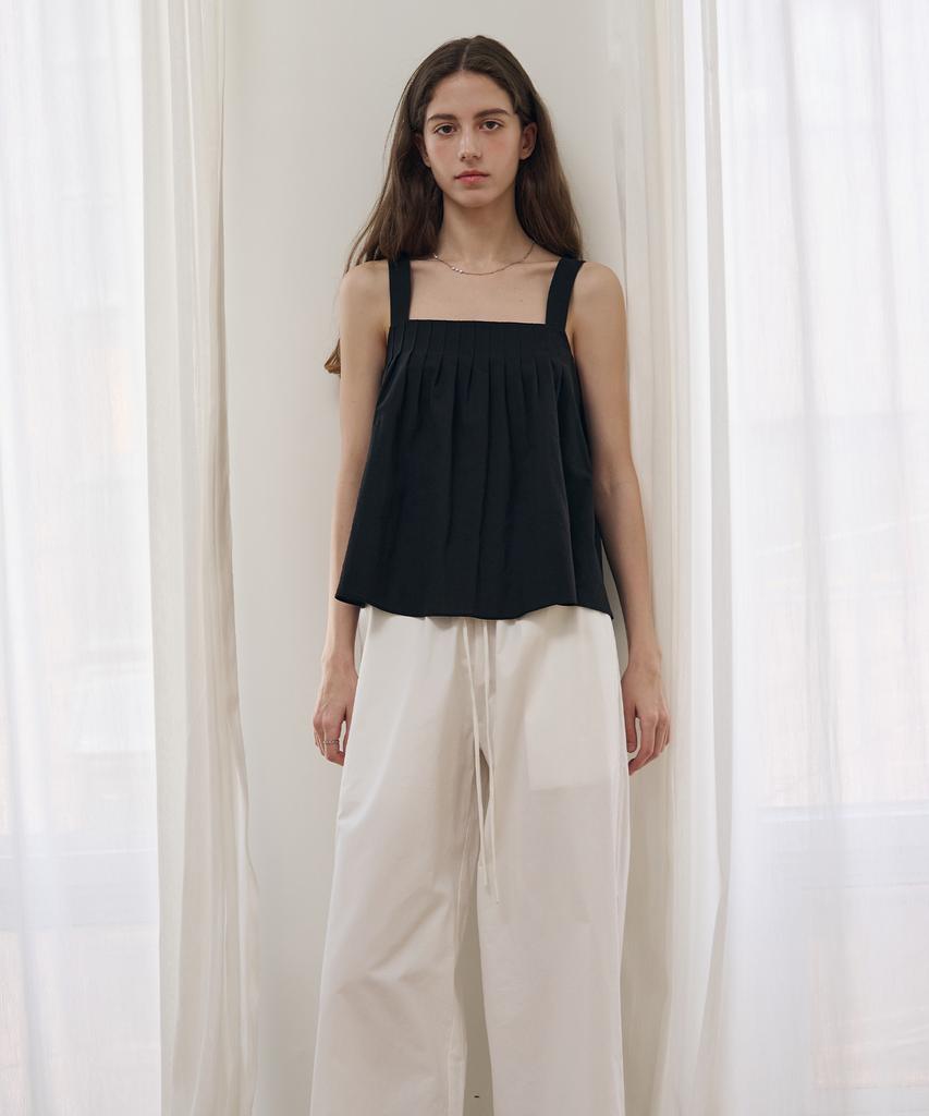 Deuloupisumeon Slit Cotton Elastic Waist Pants [Black]