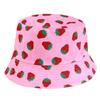 Doppelseitiger Fischerhut mit Sommer-Erdbeer-Print Outdoor Strand Sonnenschutz Kappe