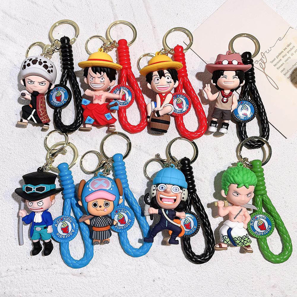 50 Stile ONE PIECE Themen Schlüsselanhänger Niedlicher Ruffy, Roronoa Zoro, Silikon Spielzeugpuppe Schlüsselanhänger Rucksackdeko Kleine Geschenke für Freunde