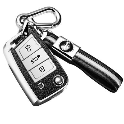 Dedykowane etui na inteligentny kluczyk VW, Pokrowiec na kluczyk, Uchwyt na kluczyk, Stylowy, Teksturowany, Luksusowy, Kompatybilny z