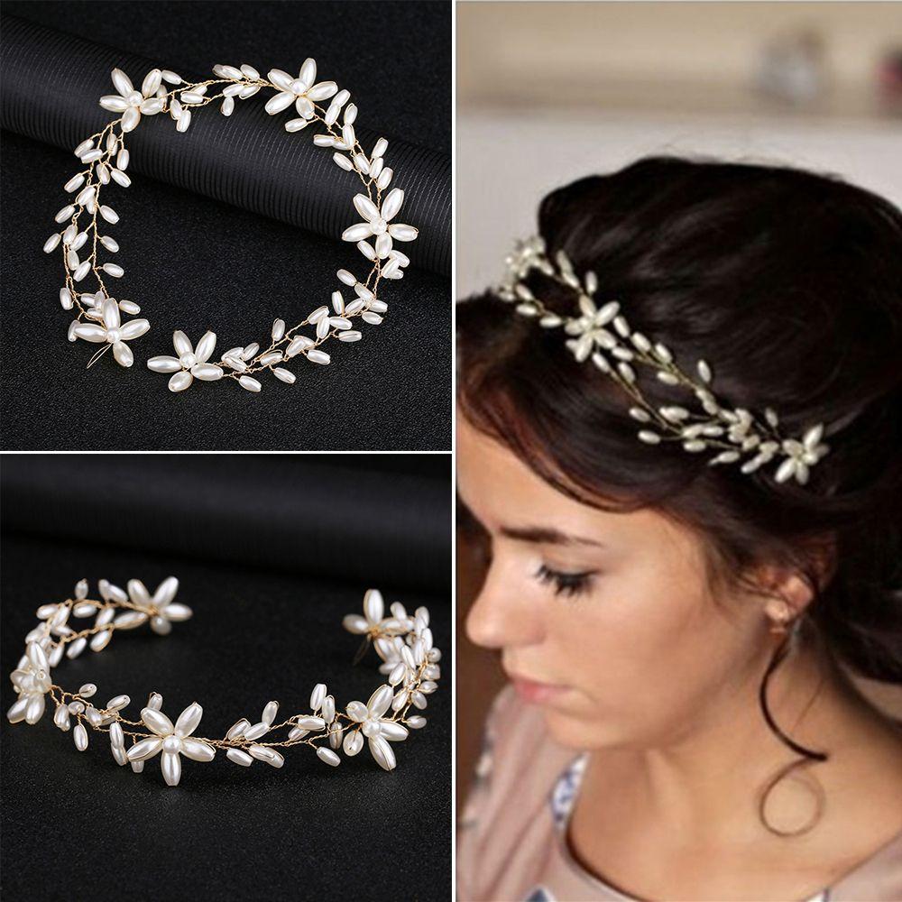 Hair Decoration Tiara Jewelry Bridal Hairpin Crystal Headband Rhinestone Headpiece Pearl Head Wear