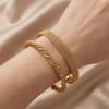 Stainless Steel Gold Color Twisted Bangles for Men Adjustable Wide-face Mesh Braided Cuff Bangles Classic Vintage Jewelry Gifts