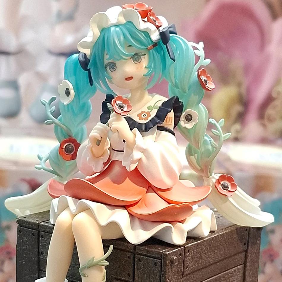 In Stock FuRyu Hatsune Miku Noodle Stopper Flower Fairy Series -Anemone Ver.- 14CM PVC Anime Action Figures Model Collection Toy