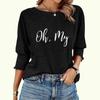 Plus Size Women's Fashion Loose Tee Shirt Spring&summer Round Collar Letter Print T-Shirt